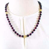 FBT - Red Garnet Gemstone With Charm Ascent Necklace - FashionByTeresa